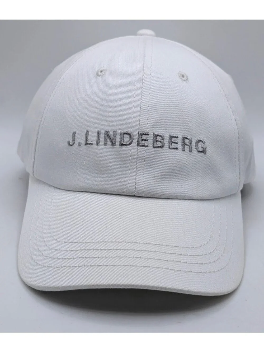 J. Lindeberg White Gray Hat Golf Tennis Yoga Sports Fitted Stretch Size Large